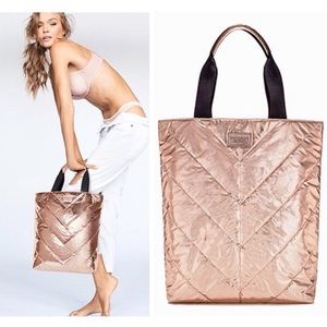 Victoria’s Secret Rose Gold Quilted Tote New